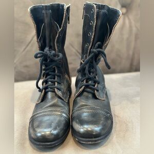 Steven Axee Leather Combat Boots Womens 6 Distressed